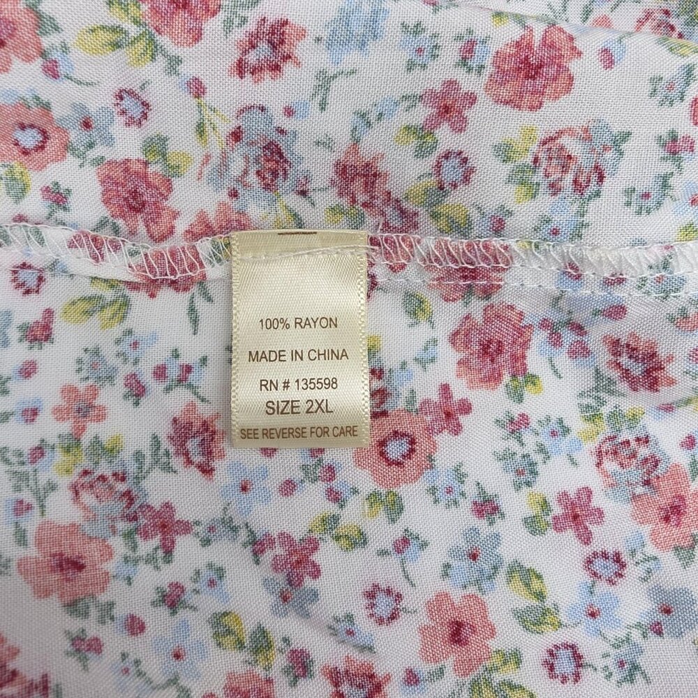 Liberty Love Dress Womens 2XL White Floral Smocked Maxi Puff Sleeve Forever 21 - Picture 8 of 10